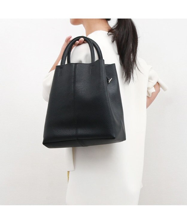 UNBILLION カシュカシュ cachecache / バイカラーフェイクレザートート ブラック