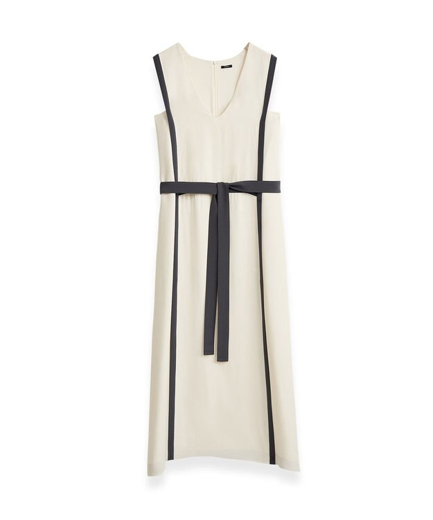 JOSEPH ヘビーシルククレープアニメーション　ベルテッドドレス Oat/Slate