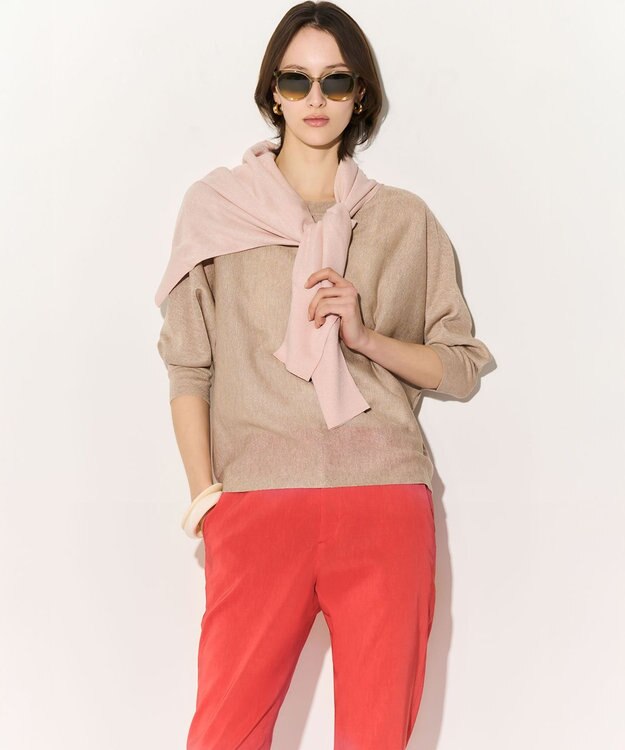 23区 L 【先行予約/WEB&一部店舗限定カラーあり】シャイニーシアー ドルマンスリーブ カーディガン ピンク系