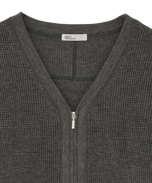 CRAFT STANDARD BOUTIQUE ワッフルニットジップカーディガン Gray
