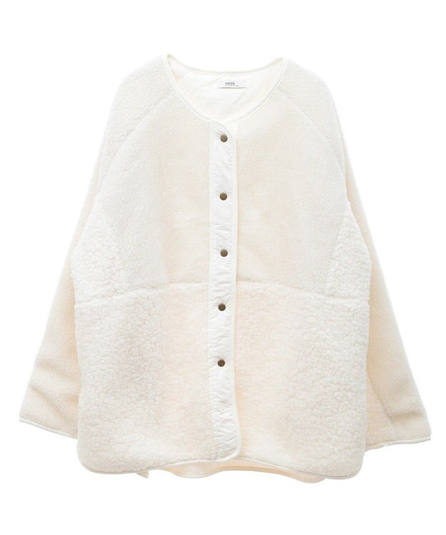 earth music&ecology 粒違い切替ボアブルゾン Ivory