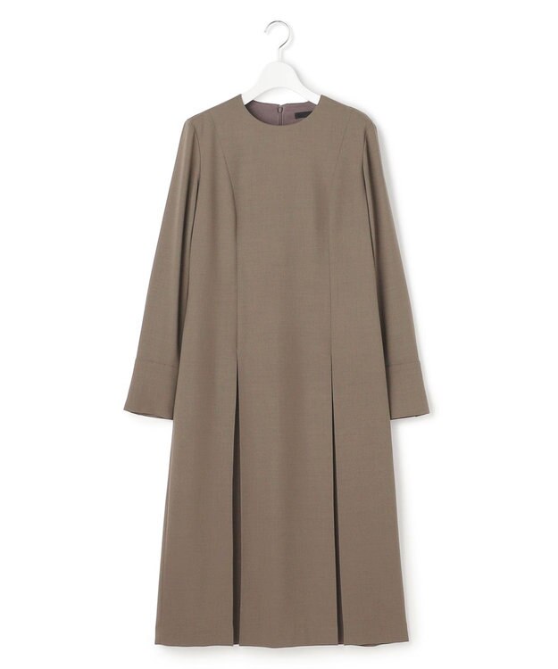 ICB 【UVカット・洗える】ウール2WAYストレッチ 長袖ワンピース モカ