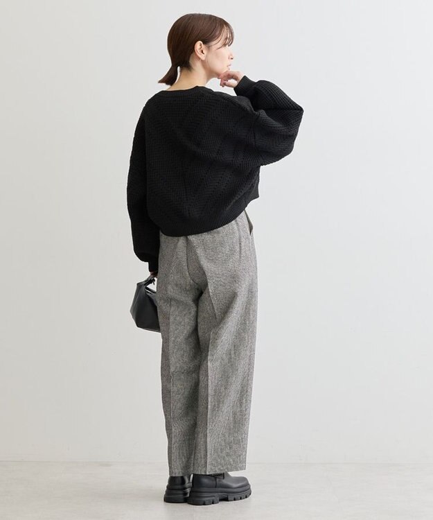 Green Parks ・ＥＬＥＮＣＡＲＥ　ＤＵＥ　ジャカードカーディガン Black