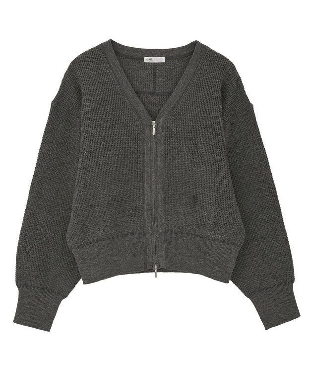 CRAFT STANDARD BOUTIQUE ワッフルニットジップカーディガン Gray