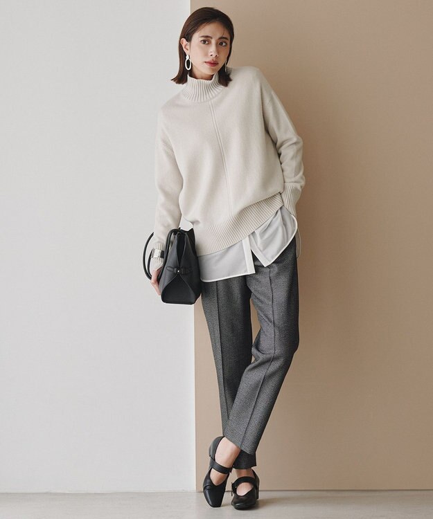 ICB L 【新色追加】ソフトカシミヤミックス ハイネックニット トープ