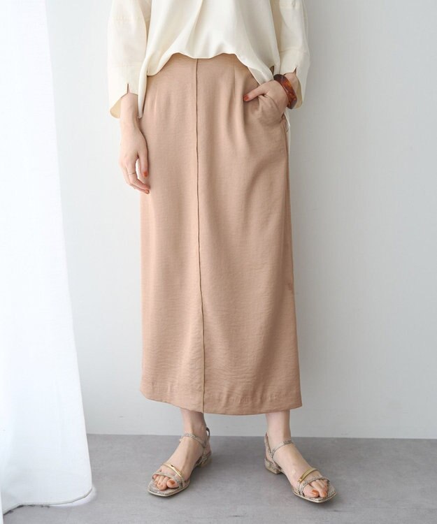 YECCA VECCA シャイニーツイルナロースカート Beige