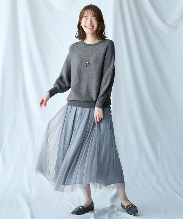 ANY L 【洗濯機可/6色展開】ラウンドネックガーターニット グレー