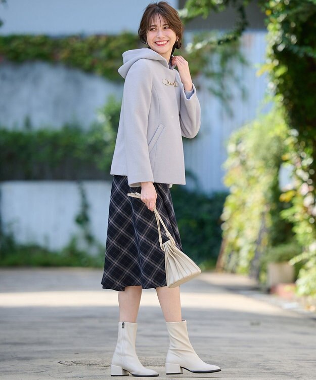 ANY SIS L 【2WAY】ファインウールモッサ ショートコート 【WEB・一部店舗限定】ライトブルー