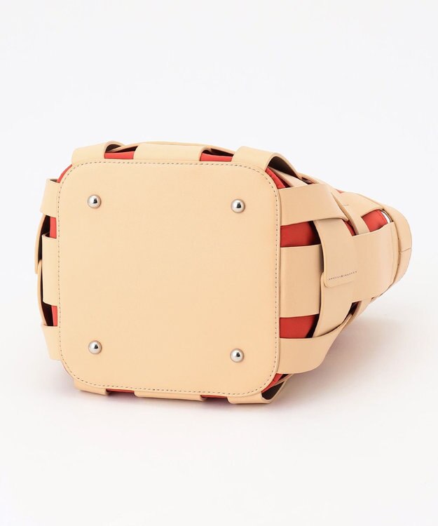 Y'SACCS 【リサイクルレザー】メッシュかごバッグ　small ナチュラル×オレンジ