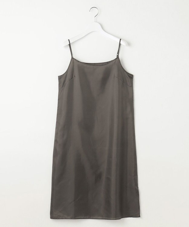 自由区 【洗える】トロピカルストレッチシャツ ドレス カーキブラウン