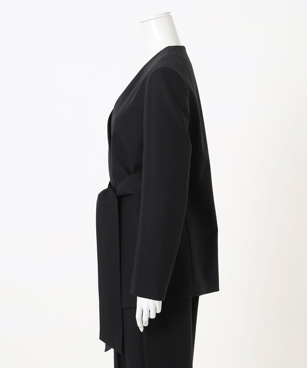 23区 L 【エステータ】コットンダブルクロス ノーカラージャケット ブラック系