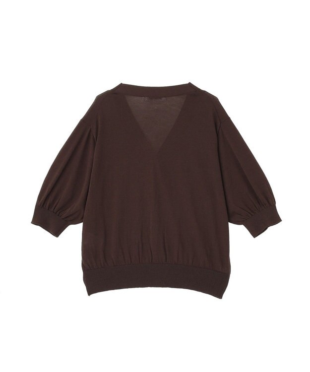 AMERICAN HOLIC 5分袖シアーVネックニットカーディガン Brown