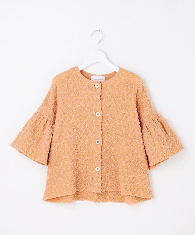 自由区 【カトリエムブーケ】Une forme bosselee ギャザーディテールボタンフロントプルオーバー オレンジ