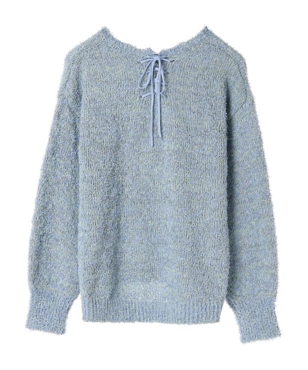 YECCA VECCA レースアップリボンヤーンニット Blue