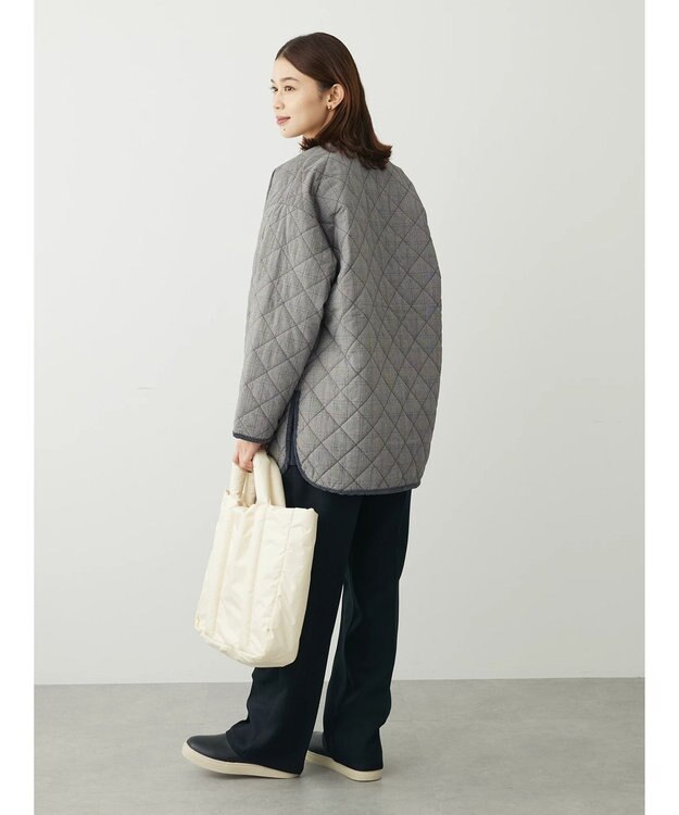 Green Parks キルティングノーカラーブルゾン Check