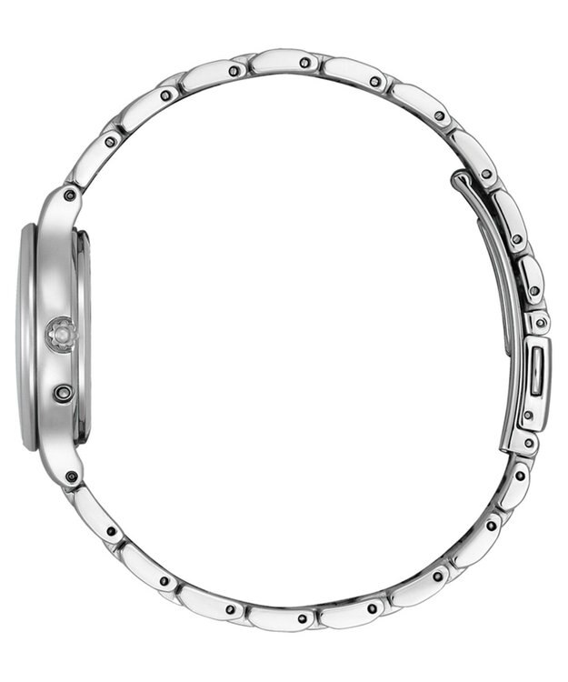 CITIZEN 【少し大きめの28mmケース】見やすさと可愛いらしさが魅力の電波時計 シルバー。防水 シンプル 日付 秒針 簡単ベルト調整。 シルバー