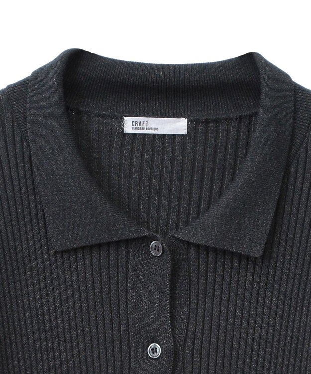 CRAFT STANDARD BOUTIQUE 襟付きニットコンパクトカーディガン Navy