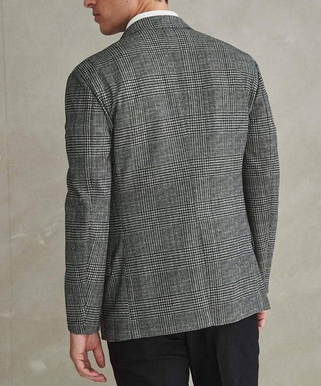 GOTAIRIKU 新柄【吸水速乾/ウォッシャブル】ノルマンディーリネン カーディガンジャケット＿グレンチェック柄 ブラック系4