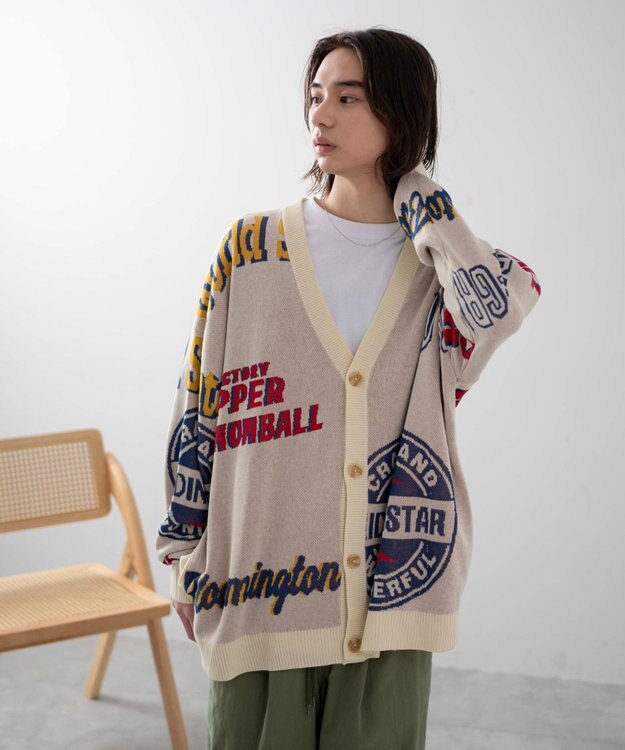 WEGO 【ユニセックス着用ITEM】オーバーフィットドライタッチパターンカーディガン 柄1