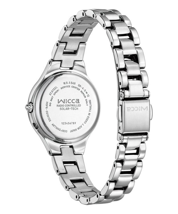 CITIZEN 【少し大きめの28mmケース】見やすさと可愛いらしさが魅力の電波時計 シルバー。防水 シンプル 日付 秒針 簡単ベルト調整。 シルバー