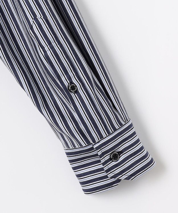 JOSEPH ABBOUD 【ストレッチで快適な着心地・イージーケア】ランダムストライプ ジャージー シャツ ネイビー系1