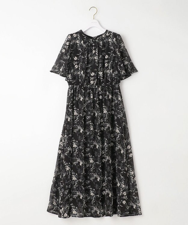 ANY SIS 【洗える】フラワープリント ワンピース ブラックベース