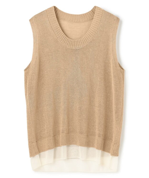 BEIGE， MORION / リネン レイヤードニット Flax×Ecru