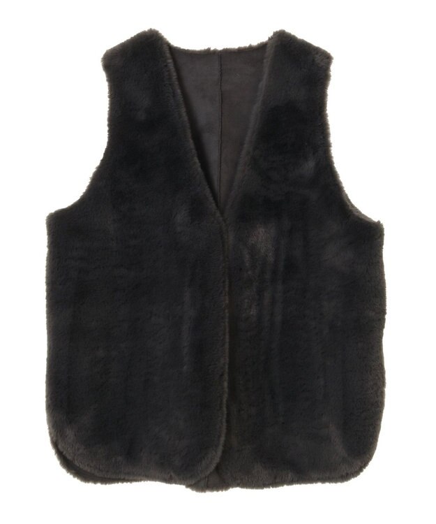 AMERICAN HOLIC 丈違いフェイクファーベスト Charcoal Gray