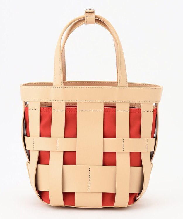 Y'SACCS 【リサイクルレザー】メッシュかごバッグ　small ナチュラル×オレンジ