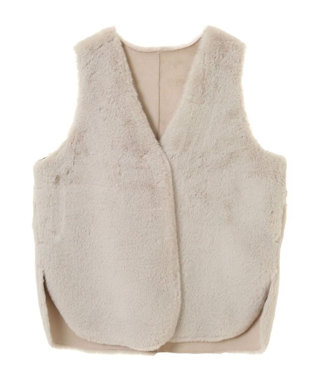 AMERICAN HOLIC 丈違いフェイクファーベスト Gray Beige