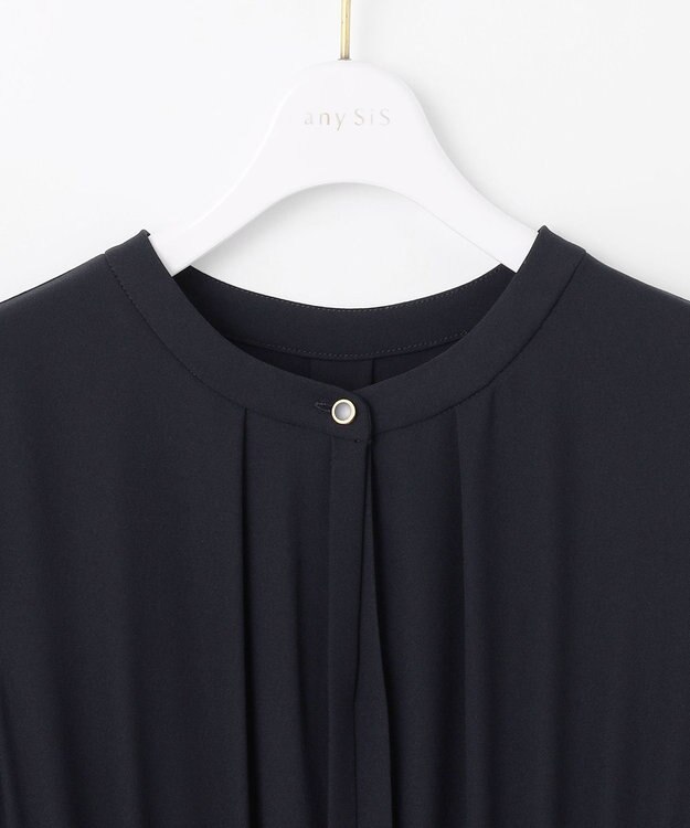 ANY SIS L 【洗える】ノーブルプリーツ ワンピース ネイビー