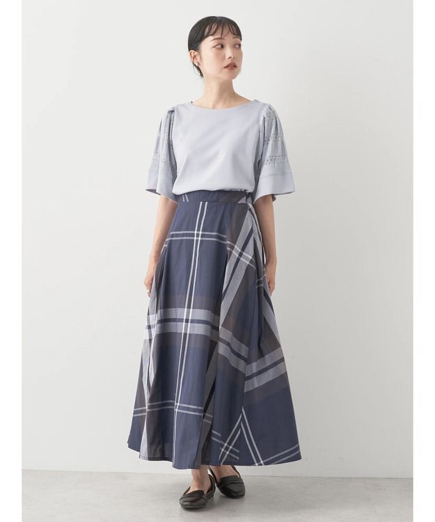 earth music&ecology ＢＩＧチェックフレアスカート Navy