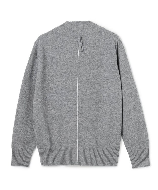 BEIGE， 【洗える】POMPE / ウールカシミヤ配色ラインVネックニット Charcoal×Off