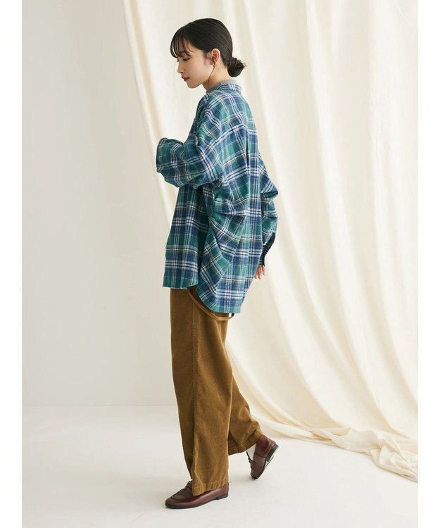 CRAFT STANDARD BOUTIQUE チェックバンドカラーサークルブラウス Green