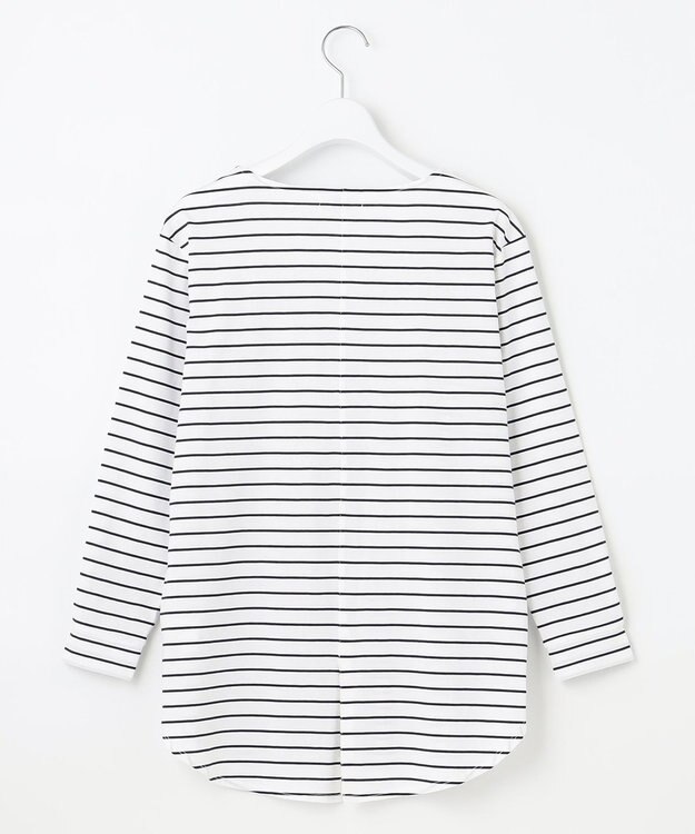 J.PRESS LADIES S ベーシックジャージー ボーダー ロングＴシャツ カットソー ホワイト系1