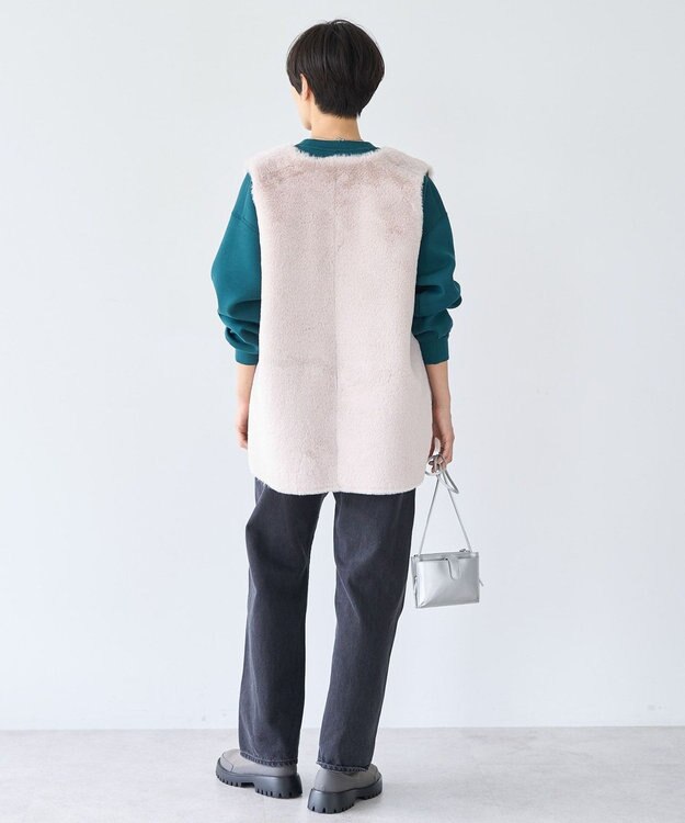 AMERICAN HOLIC 丈違いフェイクファーベスト Gray Beige