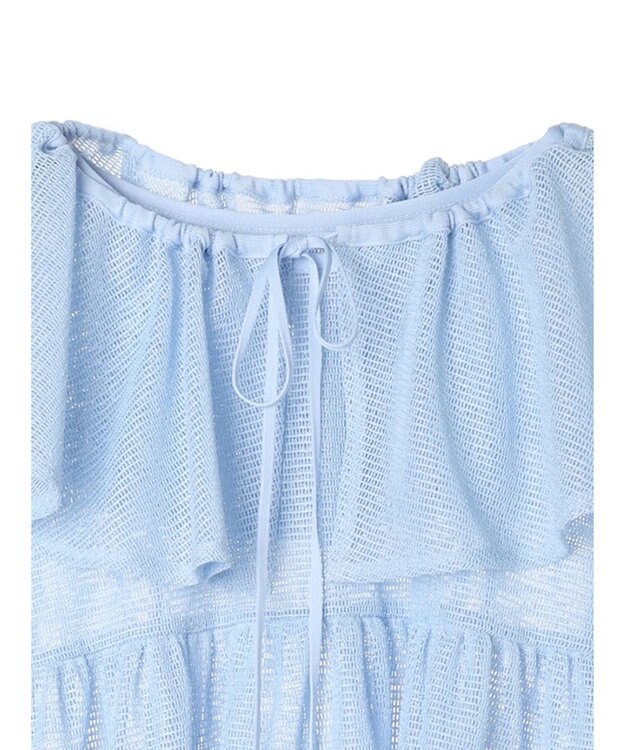 earth music&ecology マルチｗａｙカラーメッシュブラウス Light Blue