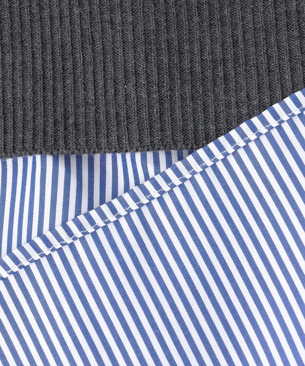 ANY レイヤード風チュニック グレー×ブルーストライプ