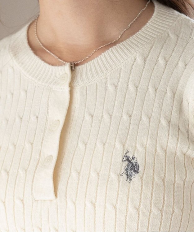 WEGO 【WEB限定/25年秋冬新作】別注USPOLOヘンリーネックニットPO ホワイトアイボリー