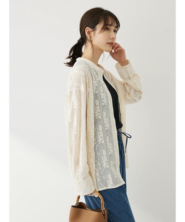 Green Parks 総レースシャツ Natural