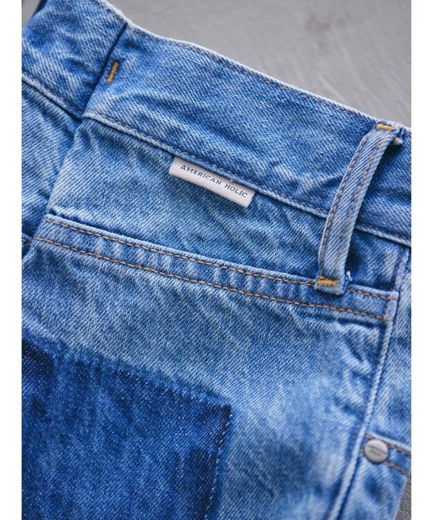 AMERICAN HOLIC アシンメトリーデニムワイドパンツ Indigo