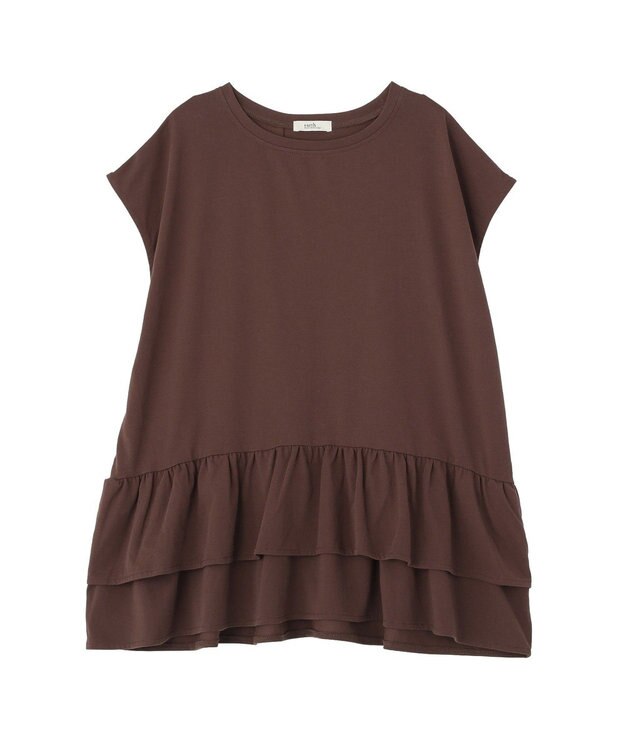 earth music&ecology 【接触冷感】ラッフルヘムプルオーバー Brown