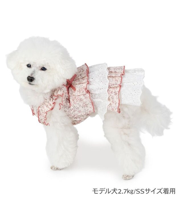 PET PARADISE ペットパラダイス 小花 ふりふり ワンピース 小型犬 ピンク×ホワイト