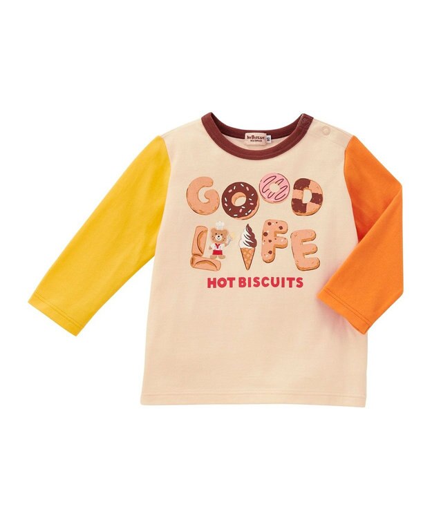 MIKI HOUSE HOT BISCUITS 【80-120cm】GOOD LIFE 長袖Tシャツ アイボリー