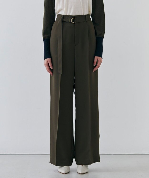 BEIGE， 【洗える・Precious 4月号掲載】JASMINE / ベルト付きワイドストレートパンツ Khaki