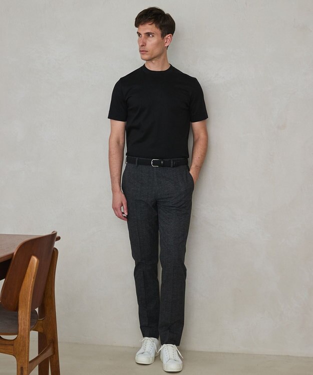 GOTAIRIKU 仕事で着られる綿100%【クルー以上モック未満】カバーネック DRESS Tシャツ(26年モデル) ブラック系