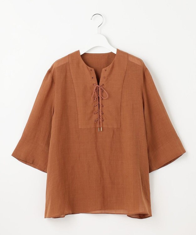 自由区 【カタログ掲載・接触冷感・洗える】ラミーローンプルオーバー ブラウス コッパー