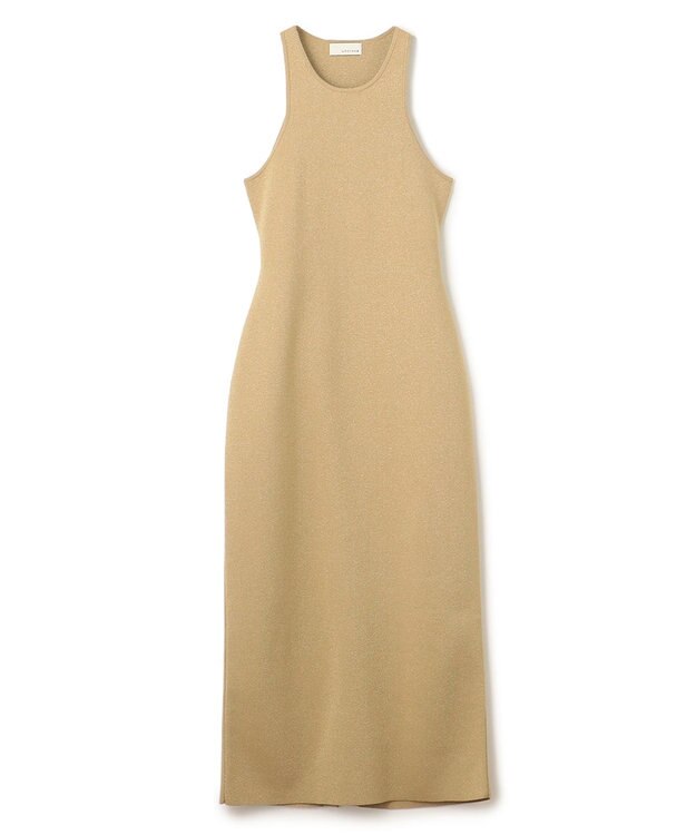 uncrave 【手洗い可】ドライタッチ ニット アメスリ バックオープン ワンピース（uncrave WHITE） サンドベージュ×ゴールド