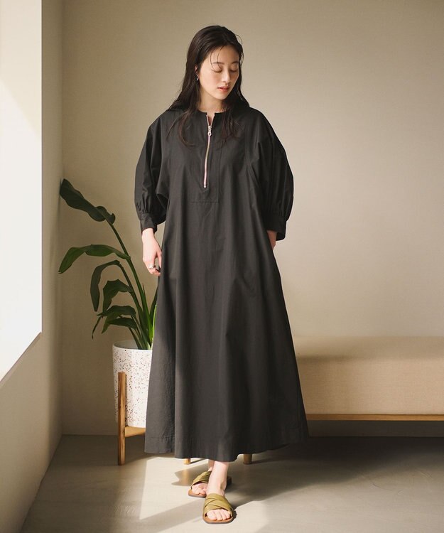 #Newans 【ANSWER for Co-Creation】ジップデザインパフスリーブワンピース ブラック系