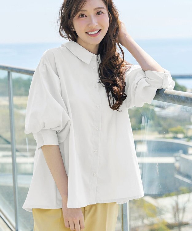 Tiaclasse 綿混ローン袖バルーンブラウス オフ